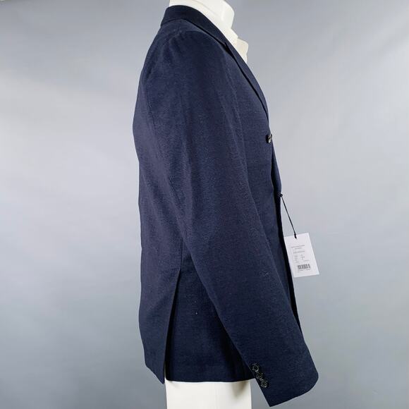 PAUL SMITH Size 40 Navy Wool Linen Peak Lapel Sport Coat - Picture 3 of 10